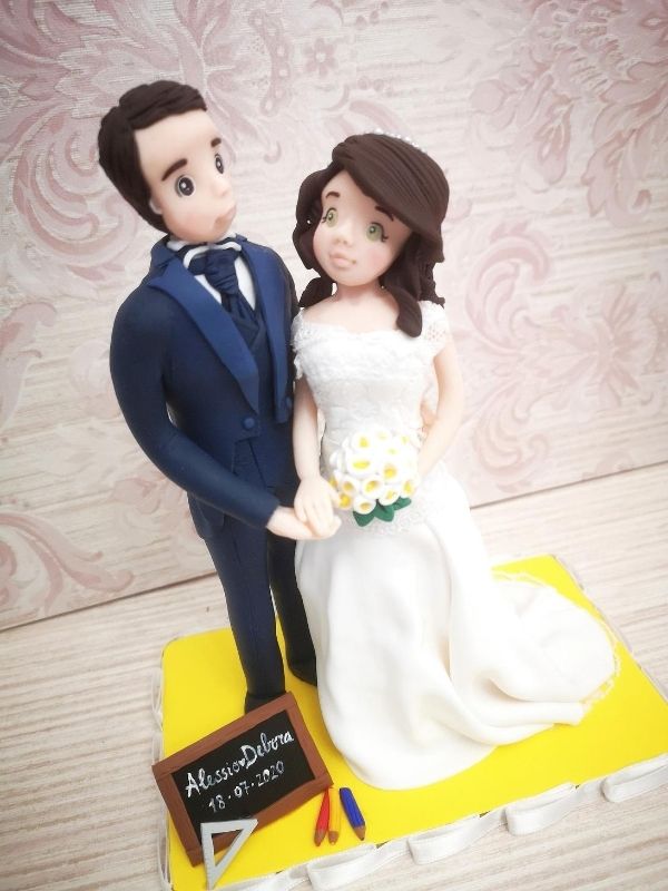 Cake Topper con Statuine Sposini Personalizzate in Fimo