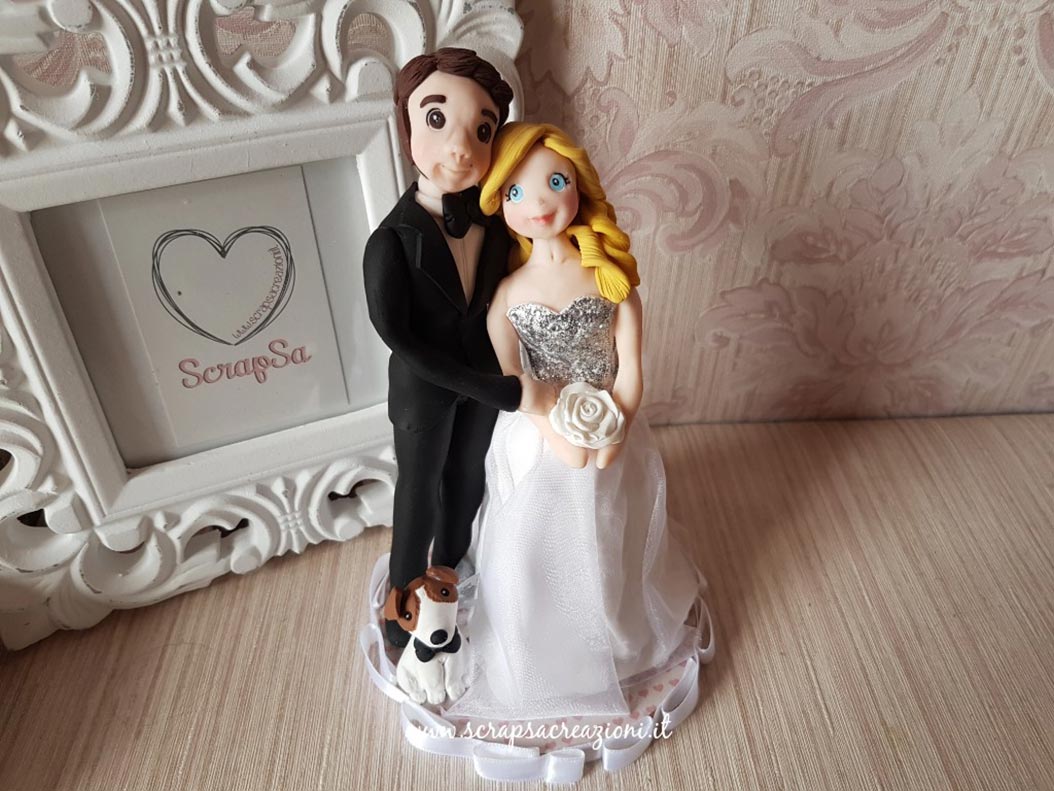 cake topper realistici sposi con cane