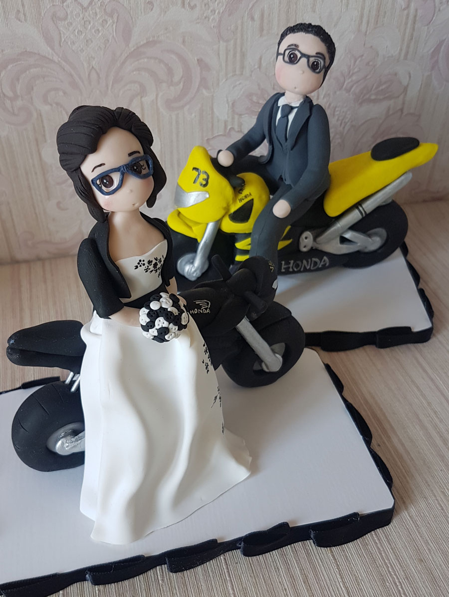 cake topper sposi personalizzati con moto