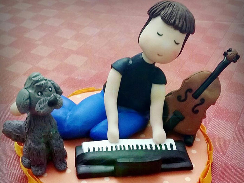 cake topper cane compleanno musica