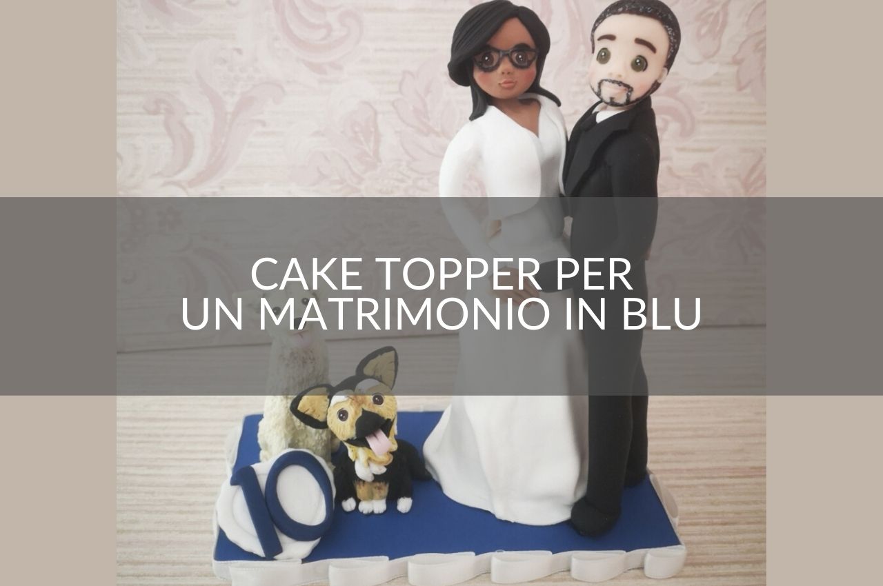 Cake topper matrimonio in blu